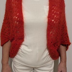Elegant Red Women's Sweater Moher, Handknitted